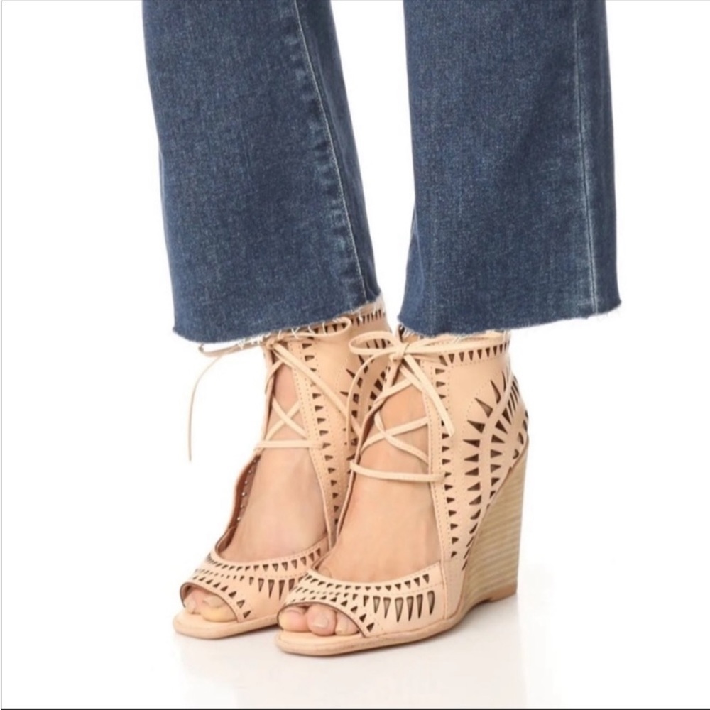 Jeffrey Campbell Rodillo- Hi Wedge in Tan